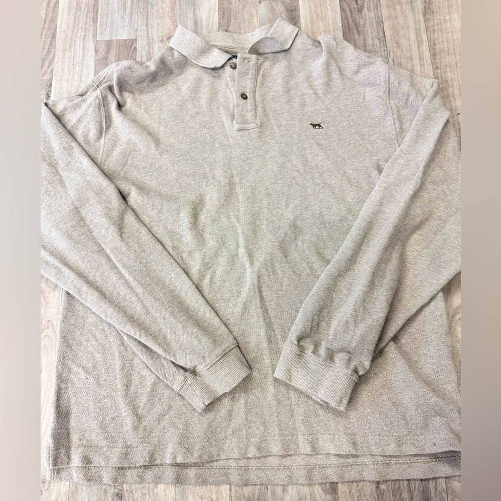 Rod & Gunn Men’s XXL Long Sleeve Polo Shirt Beige Cotton‎ Casual Top